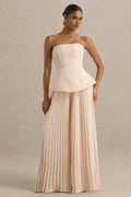 Feeling Good | Nude Bandeau Jumpsuit With Pleated Trouser