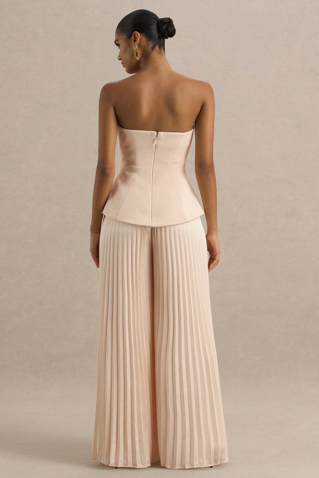 Feeling Good | Nude Bandeau Jumpsuit With Pleated Trouser
