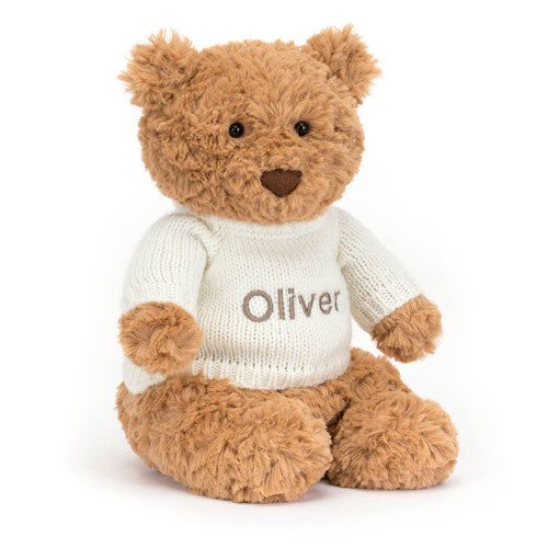 Bartholomew Bear with Personalized Cream Jumper