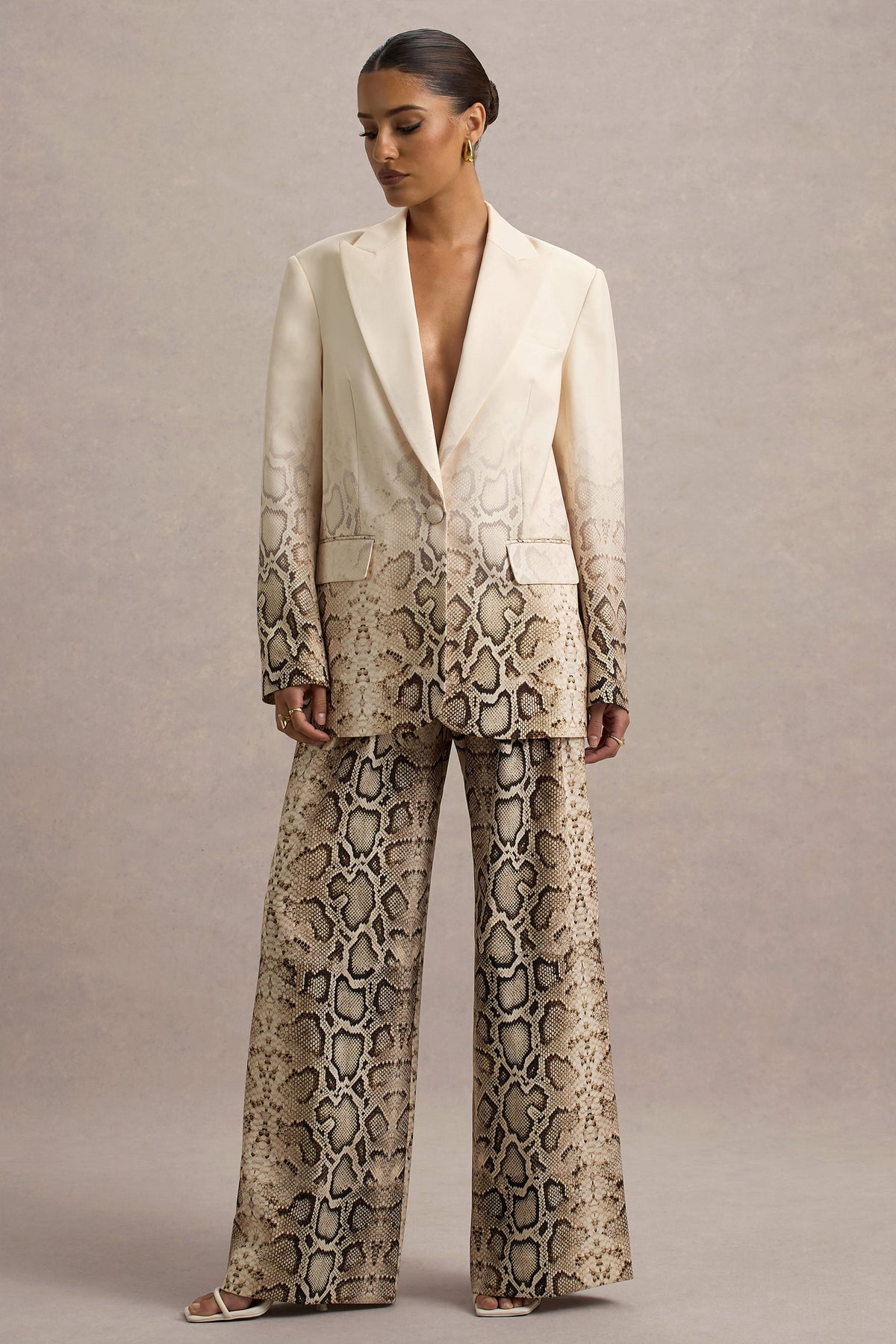Shaniya | Snake Print Wide-Leg Trousers