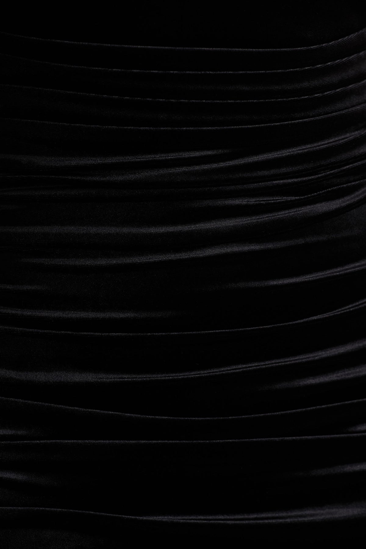 Chrissy | Black Velvet Square-Neck Midi Dress With Mesh-Sleeves And Ruched Detailing