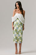 Entitled | Cream Floral Lace Bardot Midi Dress