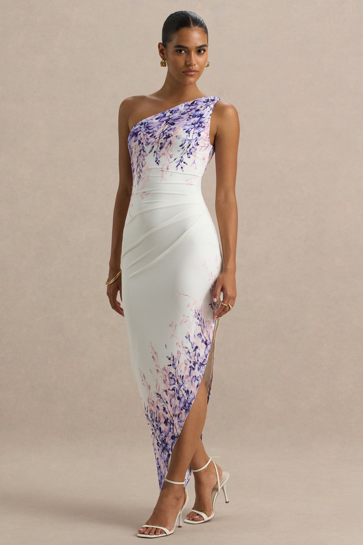 Sybil | Wisteria Floral Print Asymmetric Midi Dress