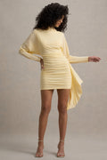Emilia | Pale Lemon Long-Sleeve Mini Dress With Sash