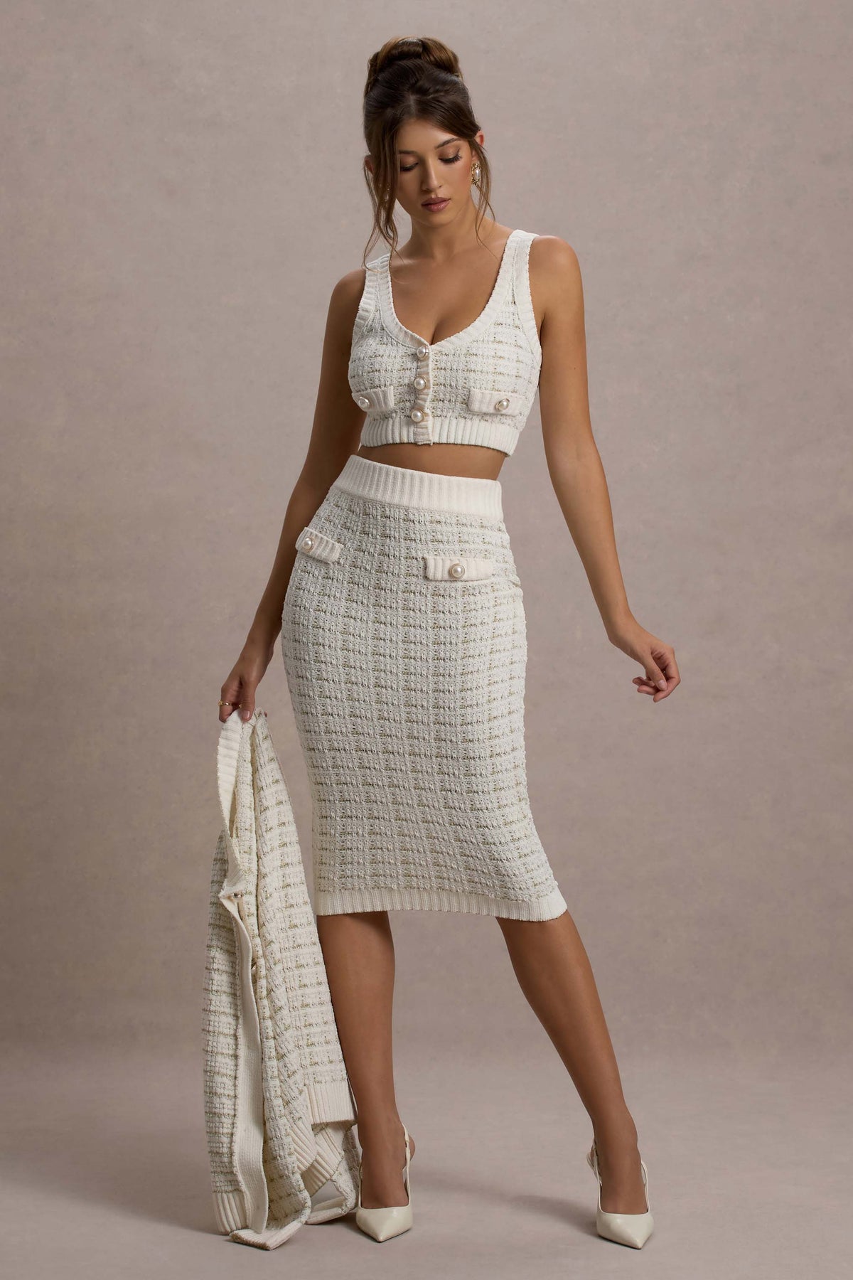 Dee | Cream Boucle Crop Top