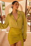 Zinna | Green Plunge-Neck Shirt