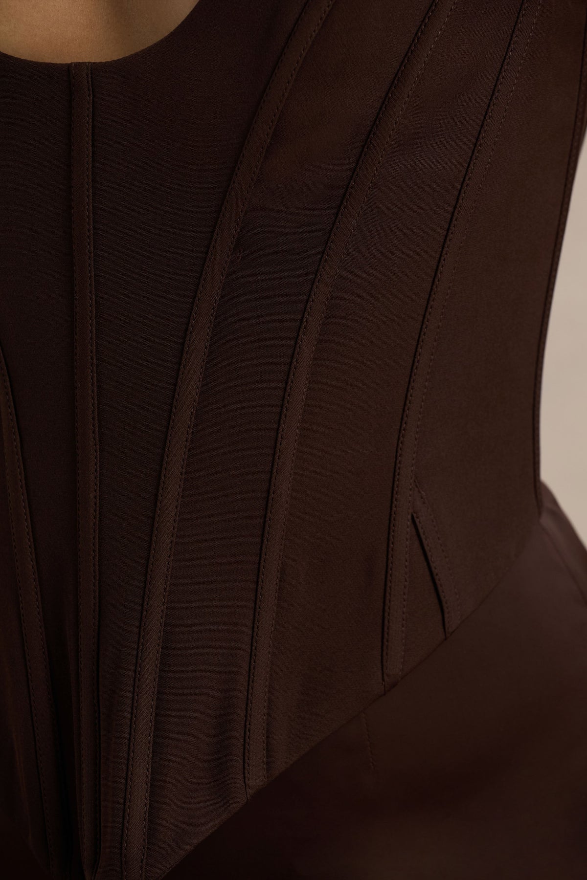 Morgan | Brown Satin Corset Maxi Dress