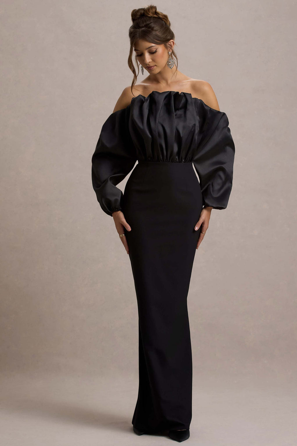 Cyrene | Black Ruffled Maxi Dress